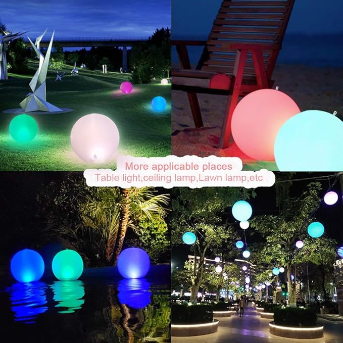 Rukars Floating Ball Pool Light Solar Powered 4 PCS 14 Inch Inflatable Hangable IP68 Waterproof Rechargeable Color Changing Led Glow Globe Pool