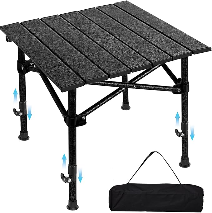SHANQUAN Camping Table Roll up Table Fold up Lightweight Compact 2-4 Person Portable Adjustable Height Roll up Aluminum Table with Carry Bag for Outdoor Camping Picnic Backyards BBQ