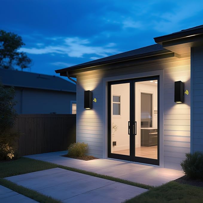 Outdoor Light Fixture Dusk to Dawn 2 Pack Matte Black Modern Porch Light IP65 3000K LED Bulbs Exterior Lighting Fixtures Outdoor Wall Lights for House Garage Front Door