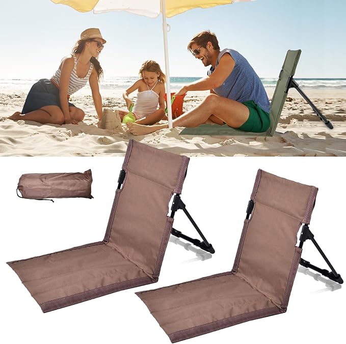 Ultra-Light Beach Chair with with BackrestFoldable Pool ChairsPortable Ground Chair with Storage Bag for Poolside Beach CampingPicnicRoad Trips (Coffee)