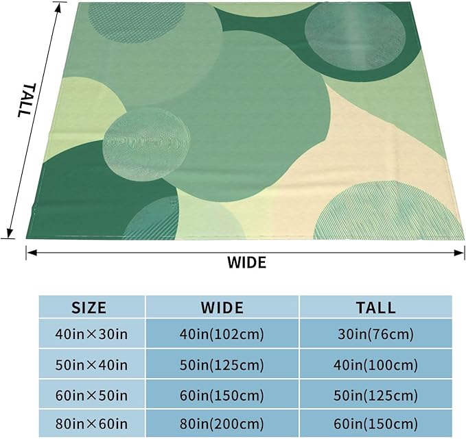Green dots Soft Fleece Blanket 60 * 50 inch Soft Sofa Blanket Suitable for Sofa Camping Travel Night Cover Blanket