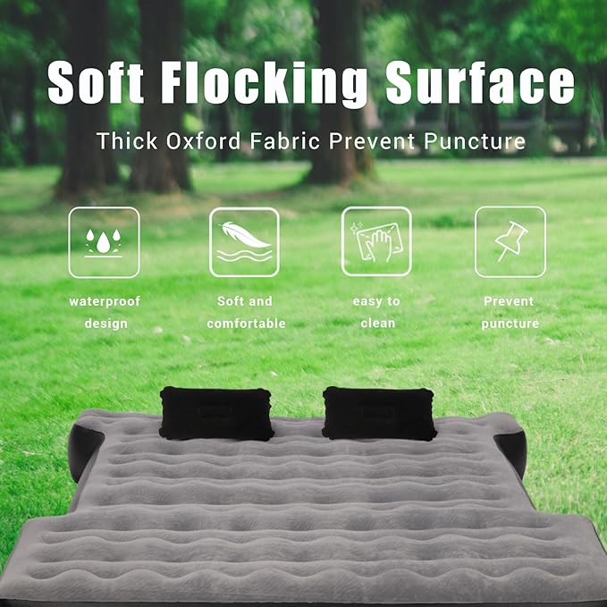 Camping Pickup Truck Bed Air Mattress for 5.5-5.8 FtThickened Full Size Short Inflatable Truck Beds MattressSleeping Pad with with Air Pump for Outdoor Camping Car Travel