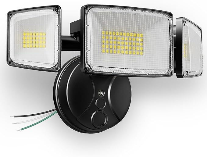 Onforu 100W 11000LM Flood Lights Outdoor Brightness Security LED Flood Lights with 3 Adjustable Heads Switch Controlled IP65 Waterproof 6500K Outside Exterior Flood Light for Yard Garage Eave Patio