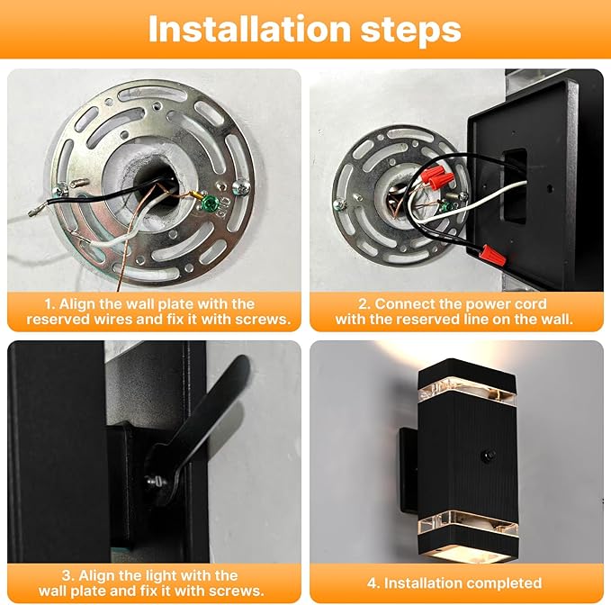 Outdoor Wall Lights 6 Packs Integrated LED Up Down Lights Modern Black Outdoor Wall Light with Dusk to Dawn Sensor Aluminum Exterior Wall Light for Porch Patio Door