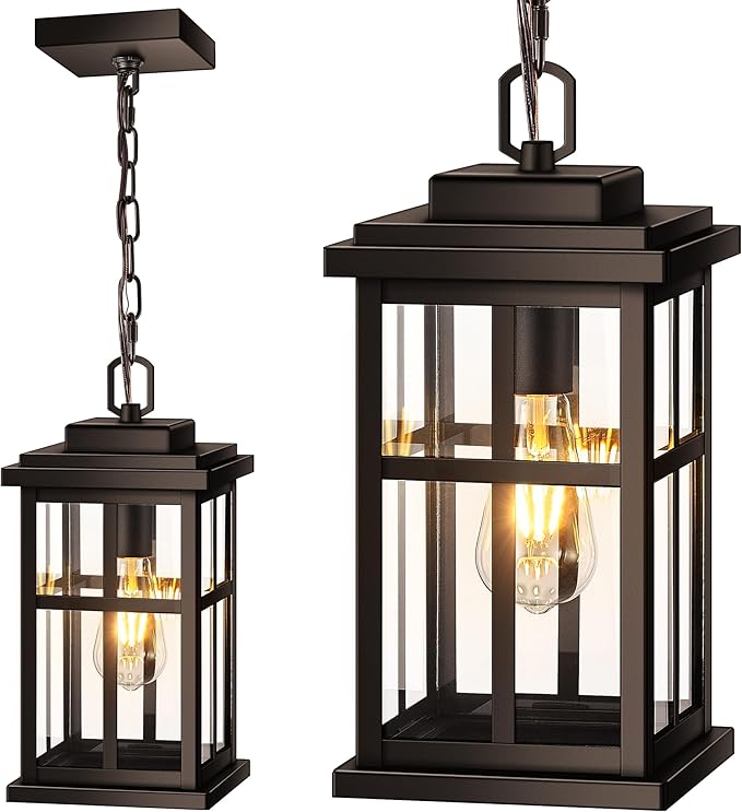 Large Outdoor Pendant Lights forPorch Bronze Hanging Exterior Light Outdoor Hanging Light for House Porch Doorway Waterproof Anti-Rust 100% Aluminum
