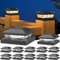 NIORSUN Solar Post Lights Outdoor Fence Post Solar Lights Warm White Waterproof Garden Patio Fence Deck Decor 4x4 Posts Cap Wood Vinyl Black 12 Pack