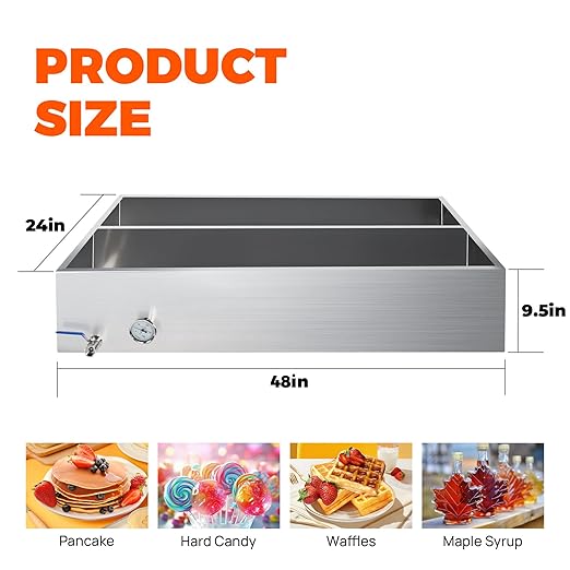 48x24x9.5 Inch Maple Syrup Evaporator PanEvaporator Pan for Boiling Maple Syrup with ValveThermometer