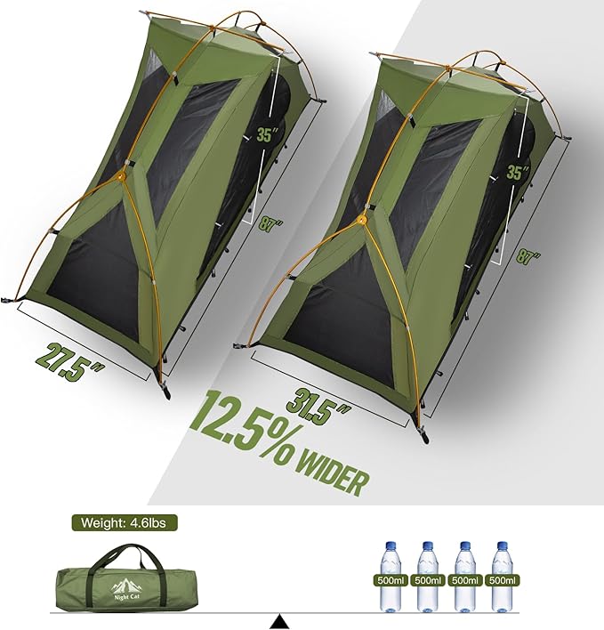 Night Cat 1-Person Camping Tent: Lightweight Waterproof Hiking Tent for Adult Cot Not Included