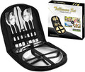 Camping Mess Kits with Portable Case Stainless Steel Outdoor Picnic Dinnerware Set with Plate Spoon Fork Knife Cloth Napkins