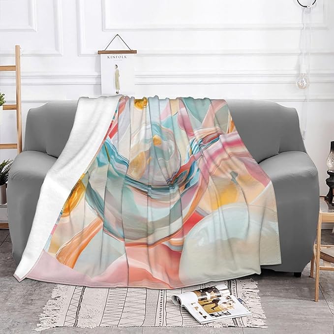 Liquid Round Soft Fleece Blanket 60 * 50 inch Soft Sofa Blanket Suitable for Sofa Camping Travel Night Cover Blanket