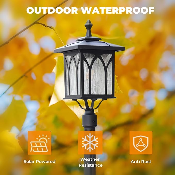Kemeco Solar Post Light Outdoor Cast Aluminum LED Lamp Fixture with 3-Inch Fitter Base for Yard Garden Post Pole Gates Pillar Mount Landscape Driveway Decor