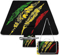 Marijuana Leaves Rasta Lion Cannabis Waterproof Outdoor Picnic Blanket Sandproof Beach Mat for Camping Hiking Grass Travelling