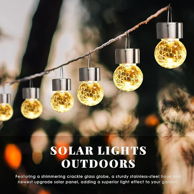 SOLPEX 12 Pack Hanging Solar Lights OutdoorSolar Outdoor Lights Decorative Solar Powered Waterproof Light Hanging Globe Light for Garden Yard Patio Lawn Flower Bed(Warm White)