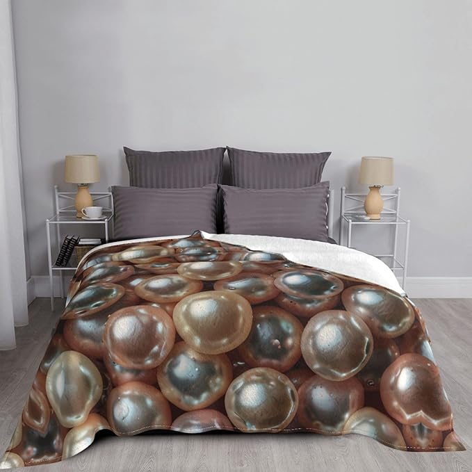 Pearl 80x60 Printed Soft Fleece Blanket for Sofa Bed and Camping - Cozy Blanket for Travel Picnics Nighttime Use