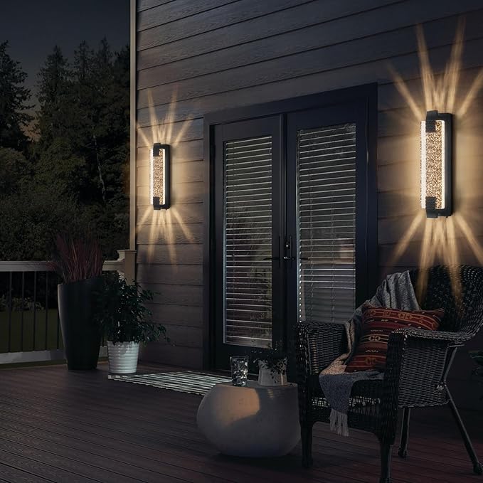 camuucci Dusk to Dawn Outdoor Light19.7 Inches LED Porch Lights Outdoor Waterproof Modern Outside Sconce Wall Mount for Doorway Hallway Porch Patio Yard Doorway Black