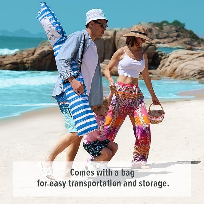 Qipi Beach Cabana - Easy to Set Up Canopy Waterproof Portable 6' x 6' Beach Shelter Included Side Wall Shade with UPF 50+ UV Protection Ultimate Sun Umbrella - for Kids Family &amp Friends