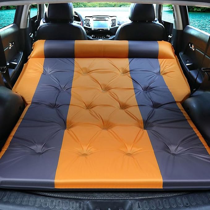Car Air Mattresses with Pillow for Toyota FJ Cruiser 2007-2023 Folding Inflatable Trunk Rear Seat Pad SUV Travel Portable Outdoor Camping Sleeping Bed AccessoriesOrange