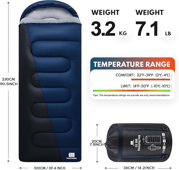 XXL Winter Sleeping Bags for Adults Cold WeatherCamping Sleeping Bag for Kids with Compression Sack4 Season Camping Essentials Gear for HikingTravelingOutdoorBackpackingClimbing