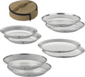 CAMPINGMOON Camping Plates 8 pack set Salad Side Dinner Plate Dishes Outdoor Tableware Stainless Steel with Canvas Case S397-2S