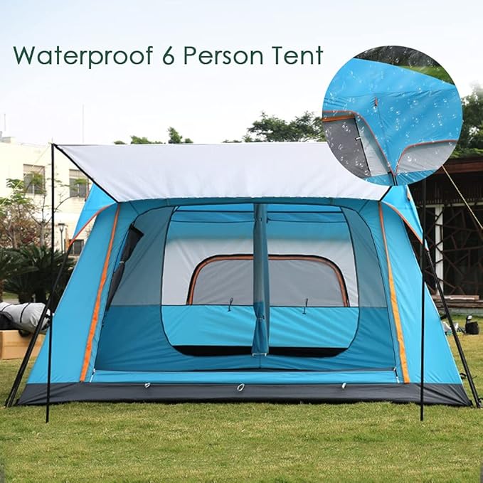 Outdoor Tent Camping Tent 6 Person Family Tents for Camping Waterproof Tent with Living Room and Separate Rooms 4 Season Tents Big Family Shelter