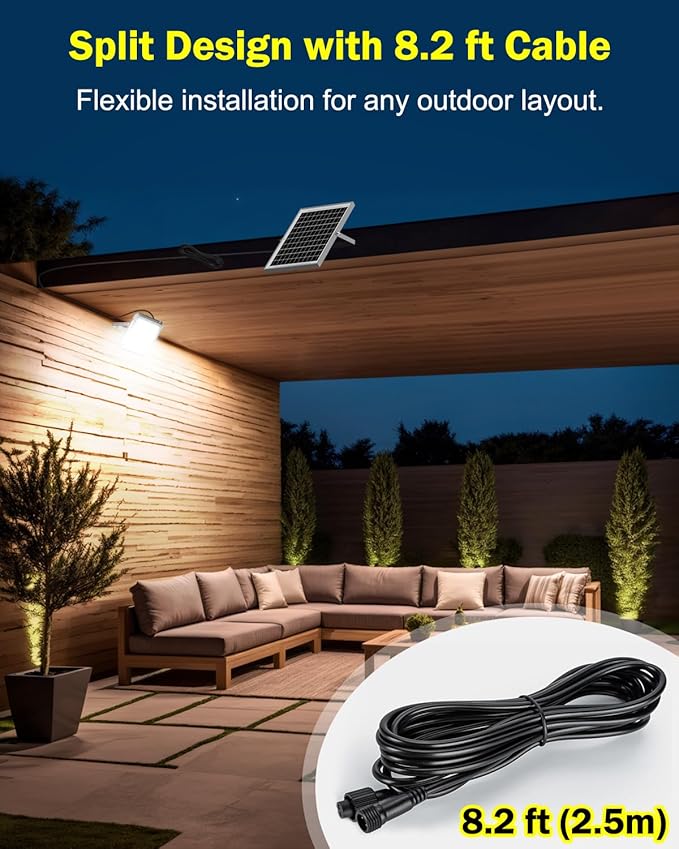Outdoor Solar LED Flood Lights: Waterproof Security Patio Lights with Remote Control 6500K Bright Illumination Dawn to Dusk Lighting for Fence Yard Backyard Wall House