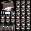 Geelin 32 Pcs Solar Deck Lights Outdoor Waterproof LED Solar Step Fence Lights for Stairs Step Railing Patio Driveway Garden Pathway and Yard(Brown Shell Cool White Light)