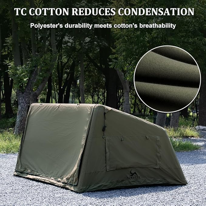 TOMOUNT Inflatable Canvas Tent with PumpEasy Setup Blow Up Tent for Camping