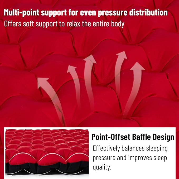 6.5 R-Value Camping Sleeping Pad for All Season Dual Layer Ultralight Air Mattress for Cold Weather Insulated Inflatable Sleeping Mat for BackpackingHikingOutdoor with Air Pump Sack