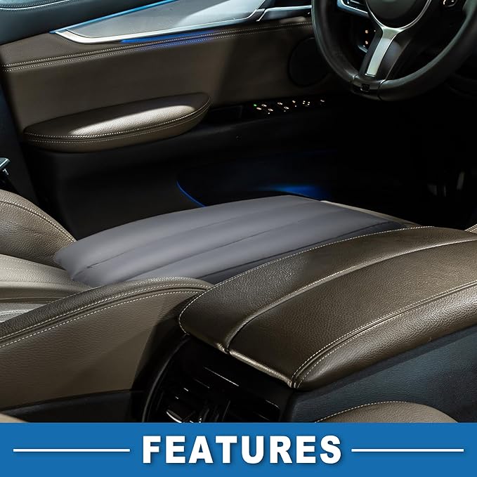 Car Front Seat Inflatable Mat Comfortable Car Inflatable Mattress Sleeping Mat for Napping Travel Deep Gray