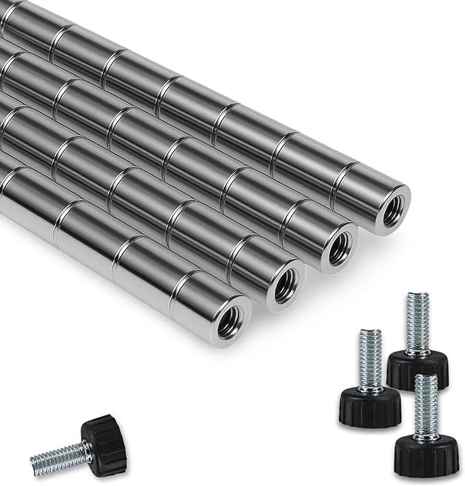 54 NSF Chrome Wire Shelf Post 1 Inch Metal Pole Foot Included for Wire Shelf Rack Poles and Parts (4 Pack)