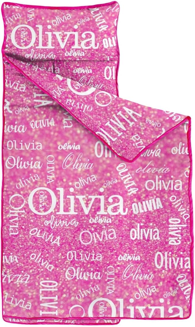 Personalized Name Toddler Nap Mat for Daycare Preschool Kindergarten Customized Kids Sleeping Bag with Pillow and Blanket for Girls Boys Custom Name Monogrammed Nap Mats for Toddlers