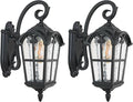 17.1'' H Aluminum Outdoor Wall Lights- Black Roman Style Waterproof &amp Anti-Rust Exterior Lighting Fixtures Hammered Outdoor Wall Lantern for Porch Doorway Garage Backyard 2 Pack