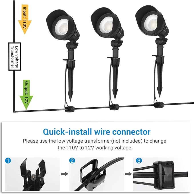 DEWENWILS LED Low Voltage Landscape Lights 14W 540LM 3000K 12V Aluminum Outdoor Spotlight IP65 Waterproof Landscape Lighting for Yard Garden House Tree Lawn 4 Pack