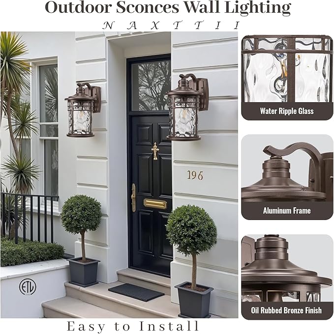 Outdoor Wall Lights 12 Inch Height Exterior Lighting Fixtures Modern Outside Lights for House Front Door Garage ORB Finish E26 Socket