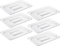 CURTA 6 Pack NSF Food Pan Cover 1/4 Size Clear Polycarbonate Lid with Handle for Commercial Food Pan Dishwasher &amp Freezer Safe Plastic Clear