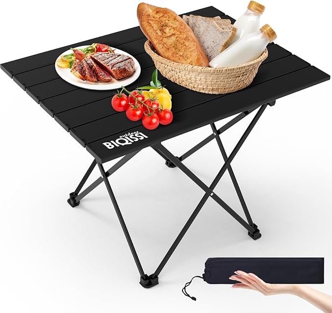 Folding Camping Table Aluminum Folding Beach Table w/Carry Bag Portable Picnic Table for Outdoor Camping Picnic Travel Camping Table (Black 22)
