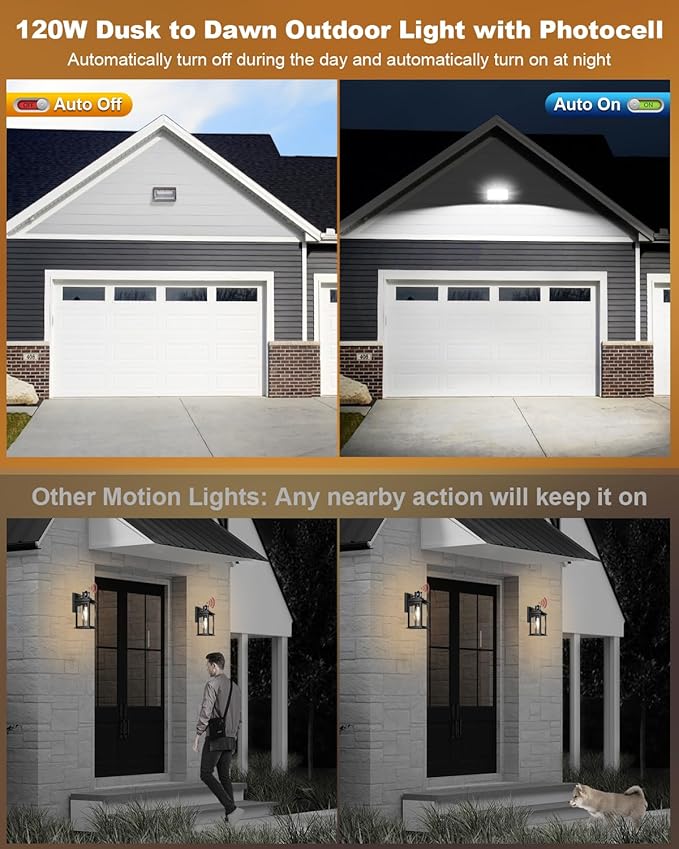 ledmo LED Wall Pack Light Size Update Dusk to Dawn Lighting 120W Outdoor Security Flood Lighting 5000K Commercial and Industrial Fixture for BuildingsWarehouses Parking LotsYard