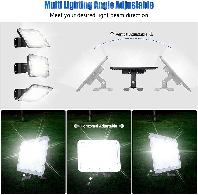 DragonLight LED Flood Light 300W Super Bright LED Stadium Light Outdoor(2500W Equivalent) 45000LM 5000K Daylight IP66 Waterproof 100-277V Commercial Lighting for Stadium Court Parking Lot