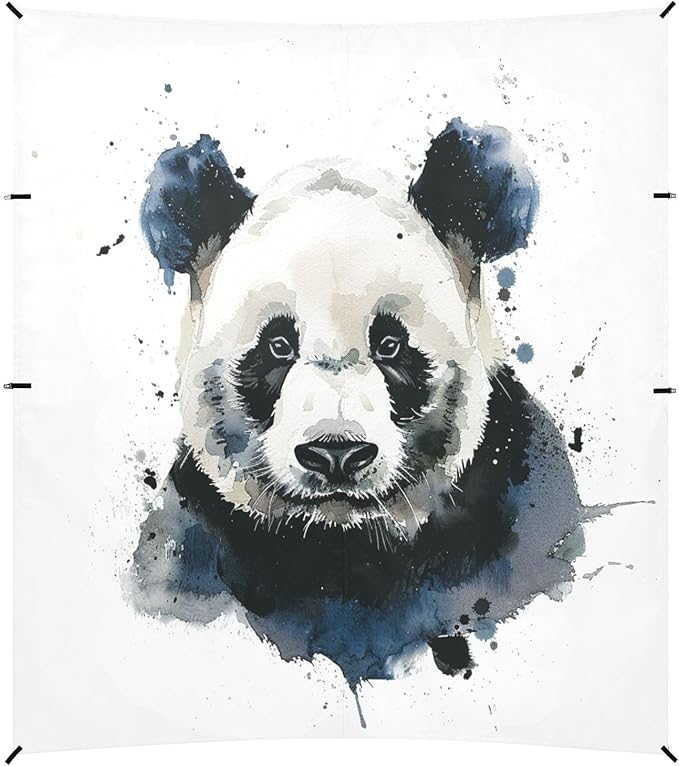 ALAZA Watercolor Panda Portrait Beach Tent Sun Shelter UPF50+ Protection Beach Shade Canopy w/ 4 Sandbags for Outdoor Camping Fishing Backyard Fun Picnic 10x9 ft