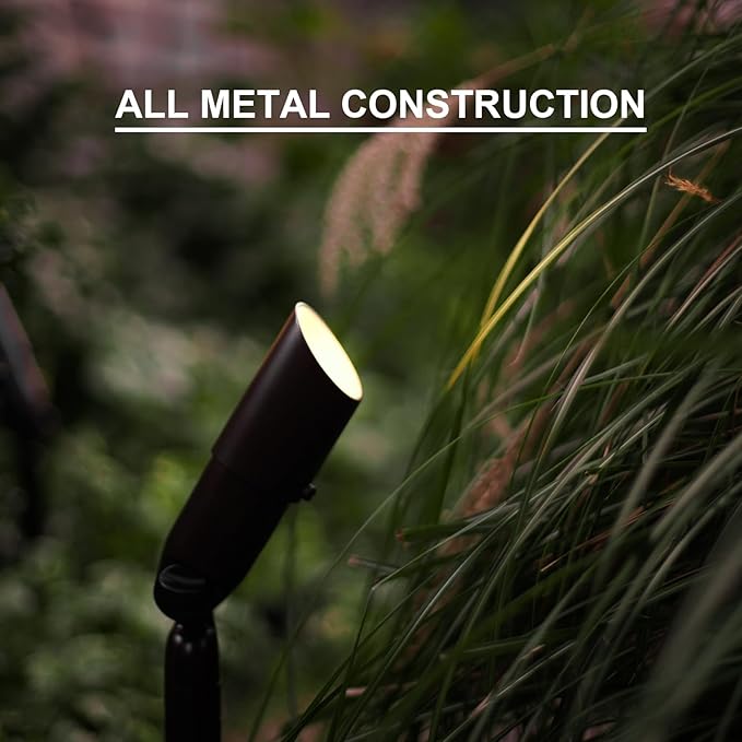 GOODSMANN Landscape Lighting Low Voltage Spotlight 20 Watts Halogen Landscape Lights with Metal Stake and Connector 176 Lumens 3000K for Outdoor Lighting Pathway Lawn Garden (8 Pack) 9920-9603-08