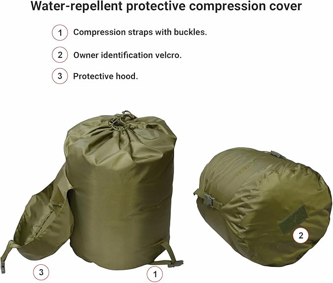 Derby XXL -20°F Extreme Cold Weather Sleeping Bag (0°F Comfort) – Big &amp Tall Adults 94x35 Waterproof Military Grade. OD Green Winter Tactical Sleeping Bag for Hunting Survival – Made in Ukraine