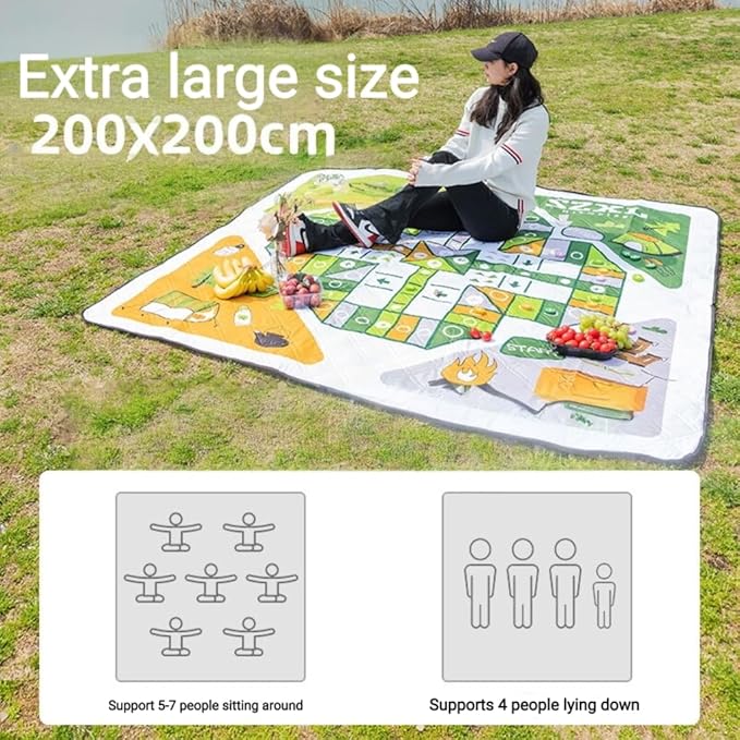 Picnic Mat Waterproof Picnic Blankets 200 * 200 Large Outdoor Picnic Blanket Foldable Machine Washable Outdoor Mat Suitable for Camping Traveling Park Beach Outdoor Activities