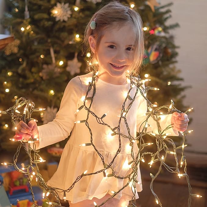 3 Sets Christmas Lights 150 Count 33 FT Each Mini String Lights Clear Green Wire Fairy Light 120V UL Certified Connectable Xmas Tree Light for Holiday Patio Party Outdoor Decoration Warm White