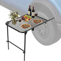 Tire Camping Table Car Wheel Car Table Foldable Heavy Duty Travel Tables for Car Camping Picnic BBQ &amp Outdoor Cooking (26 x 19 in) Black 26-40 * 19 * 15–32in (Adjustable)