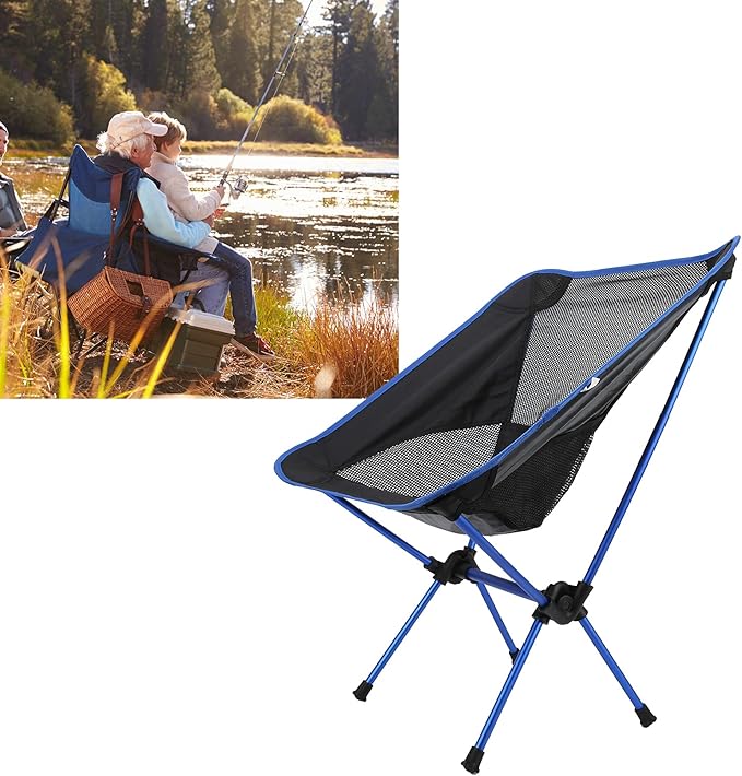 Camping Chair Fishing Chair Portable Folding Chair with Storage Bag for Adults Aluminum Frame Lightweight 150KG Capacity for Camping BBQ Hiking Beach Lawn