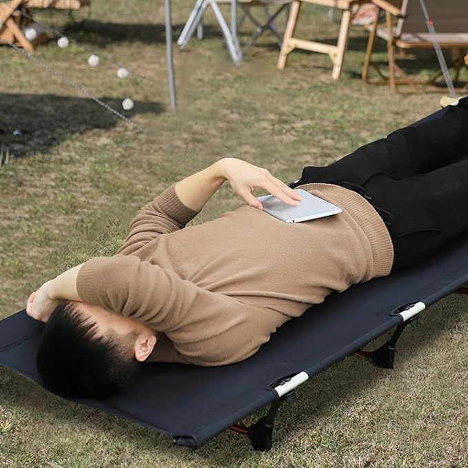 Ultra-Light Compact Folding Bed - 150kg Capacity Camping Cot for Adults 2.2kg Portable Travel Cot with Quick Setup Tear-Resistant Nylon &amp Aluminum Frame for Camping Hiking Office Home Black
