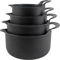 COOK WITH COLOR Nesting Plastic Mixing Bowl Set with Pour Spouts and Handles Black Speckled 4 Piece Non-Slip