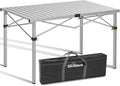 Large 46.4 Camping Table for 2-6 People - 220lbs Capacity Heavy Duty Foldable Outdoor Table with Aluminum Roll-Up Top &amp Carry Bag Portable Picnic Desk for BBQ Tailgating Backyard (Silver)
