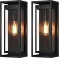19 Outdoor Wall Lights 2 Pack Large Size Matte Black Outdoor Sconce Lights with Clear Glass Shade Waterproof Porch Lighting Exterior Light Fixture for Front Door Garage