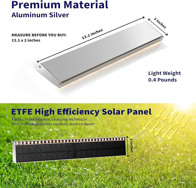 Solar Step Lights for Outside 33 Focused-Beam High-Brightness LEDs Waterproof Aluminum Outdoor Stair Light for Risers Curbsides Poolsides Planter Edges (Warm White 6Pack)